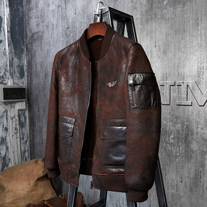 Embroidery Australia - Denny&Dora Men's Shearling Coat Flight Jacket