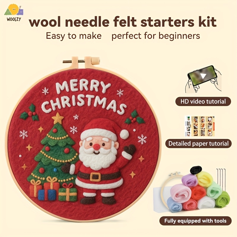 Embroidery Xmas Kits - Santa & Christmas Tree Felt Embroidery