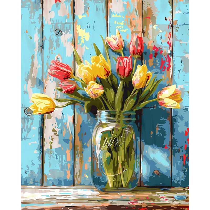 Embroidery Translate - Painting By Numbers Flowers Acrylic Paint