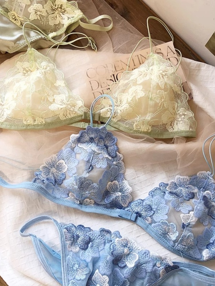 Embroidery Australia - French Niche Lingerie Set Embroidered Mesh