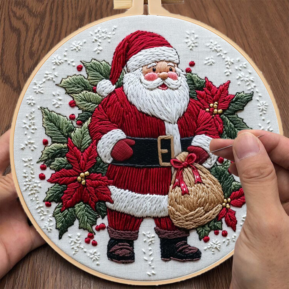 Embroidery Xmas Kits - 1 Set Christmas Embroidery Kit, Santa