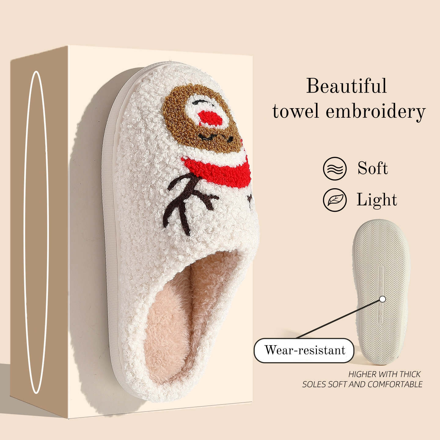 Embroidery Pattern - Christmas Women Warm Fashion Slippers Men