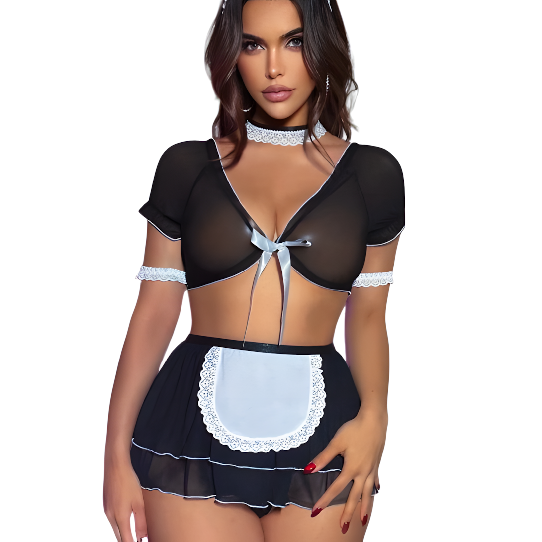 Embroidery Underwear - Ellolace Maid Cosplay Sexy Lingerie Lace