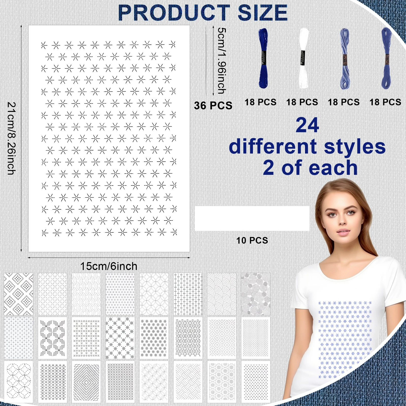 Embroidery Paper - 154pcs Sashiko Embroidery Pattern Set Stabilizers