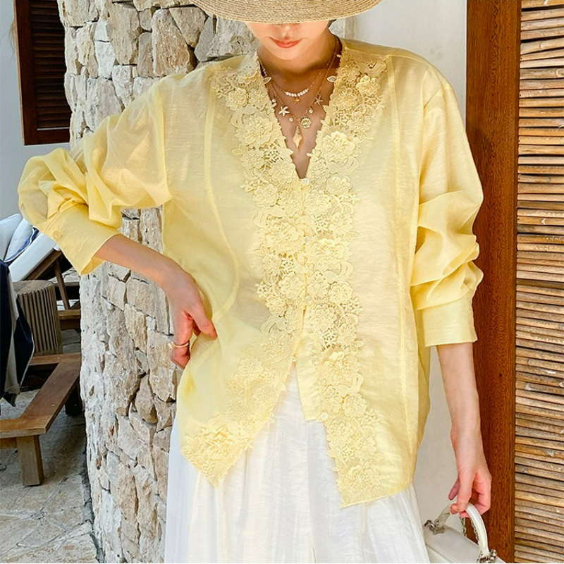 French Style Lace Embroidery S - Embroidery Yellow recensie en prijs