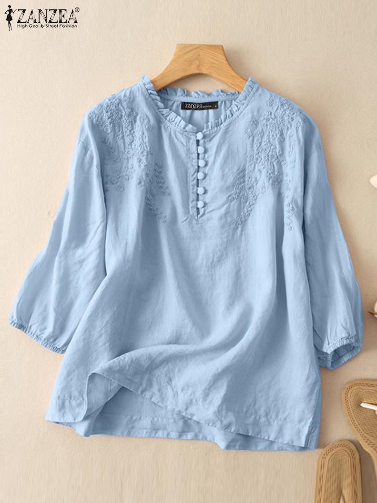 ZANZEA Summer Vintage Shirts E - Embroidery Service recensie en prijs