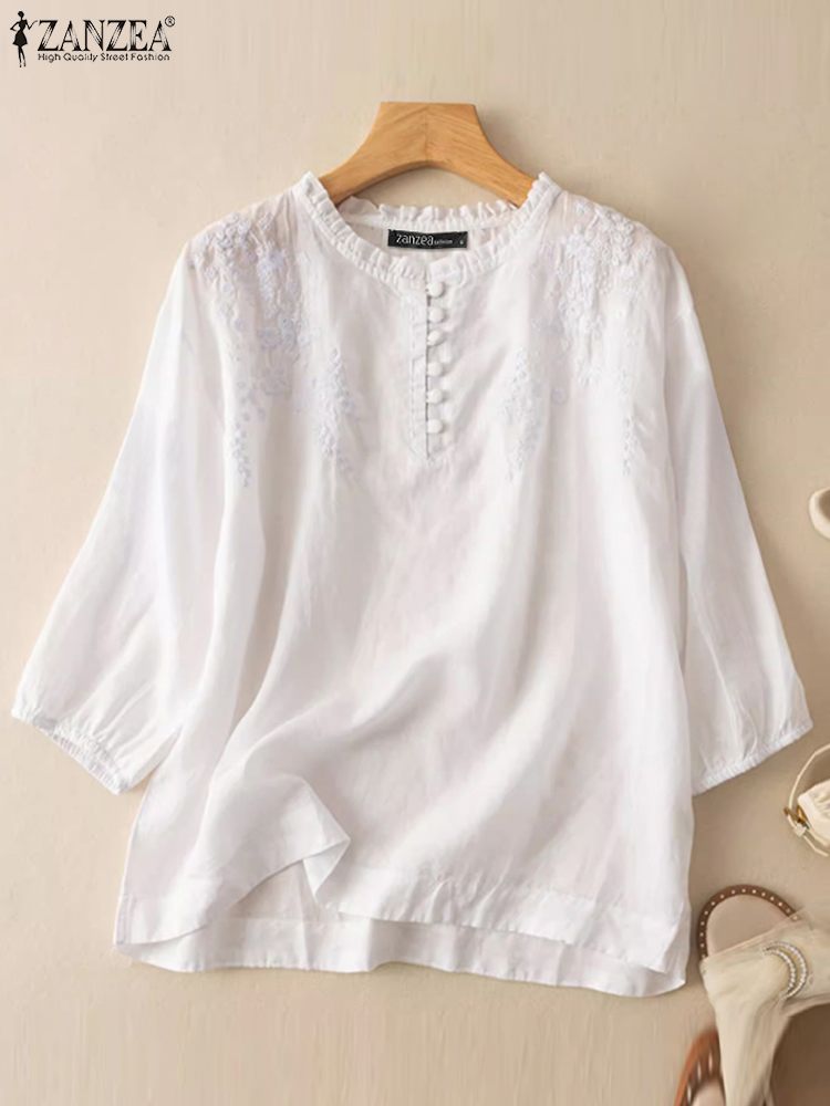 ZANZEA Summer Vintage Shirts E - Embroidery Service recensie en prijs