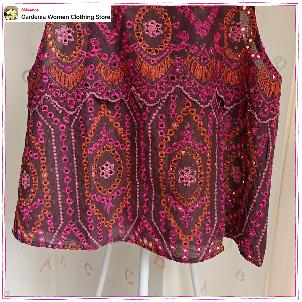Elegant Women Embroidered Eyel - Embroidery Eyelet recensie en prijs