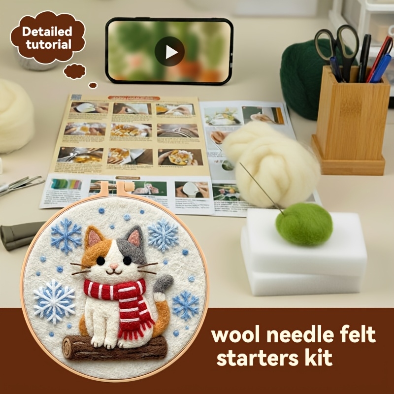 Cute Cat Red Scarf Felt Embroi - Embroidery Xmas Kits recensie en prijs