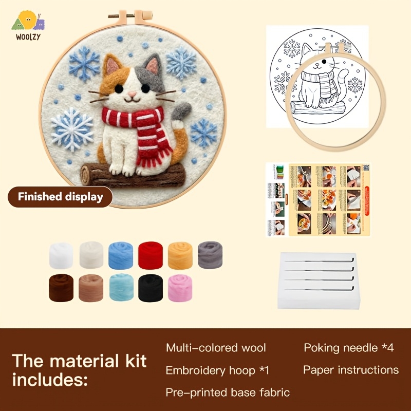 Cute Cat Red Scarf Felt Embroi - Embroidery Xmas Kits recensie en prijs