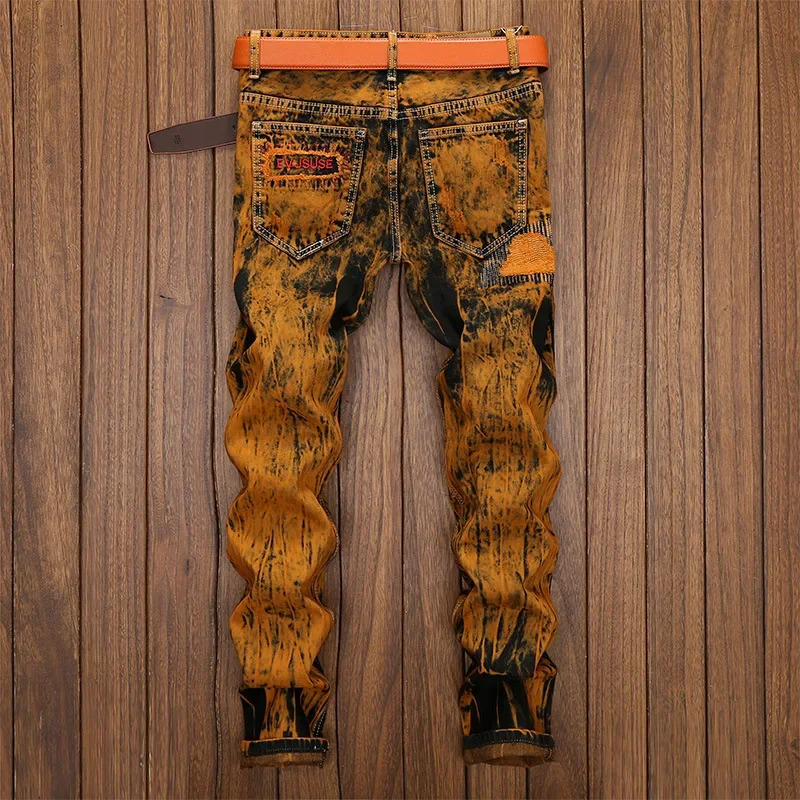 Autumn New Men's Orange Ripped - Embroidery Fashion recensie en prijs