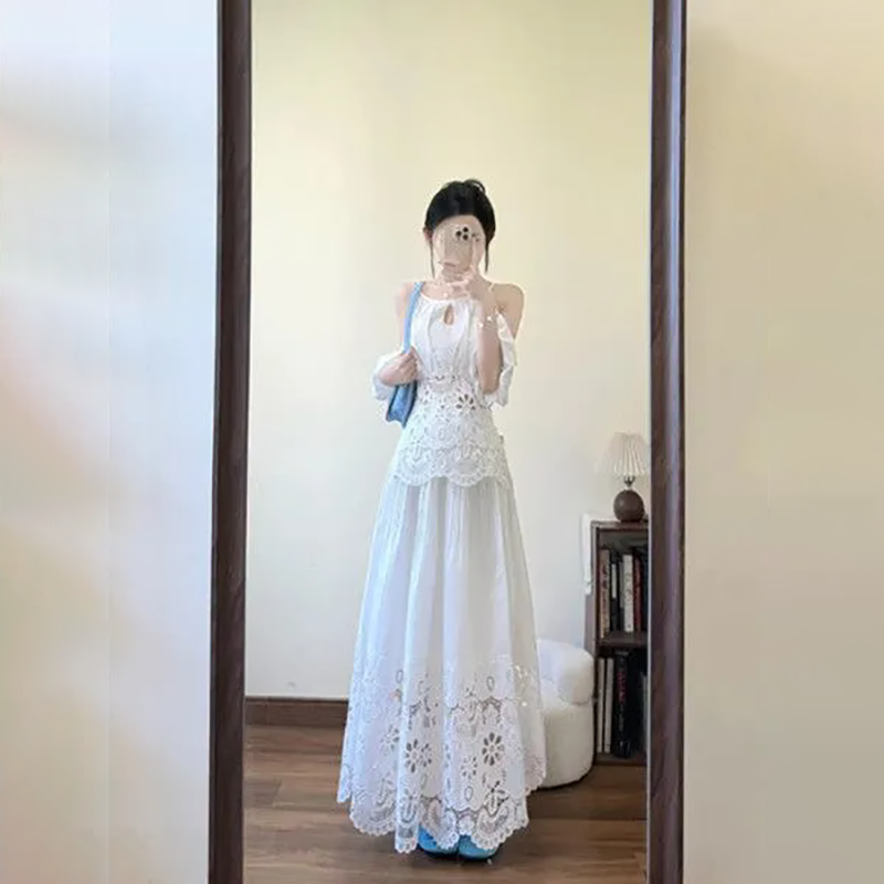 Women Hollow Lace 2 Piece Outf - Embroidery Eyelet recensie en prijs