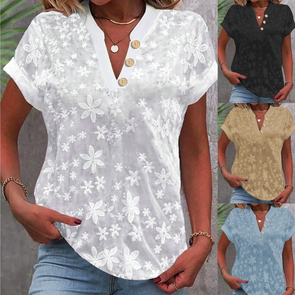 Cropped Shirt White Lace Blous - Embroidery Eyelet recensie en prijs