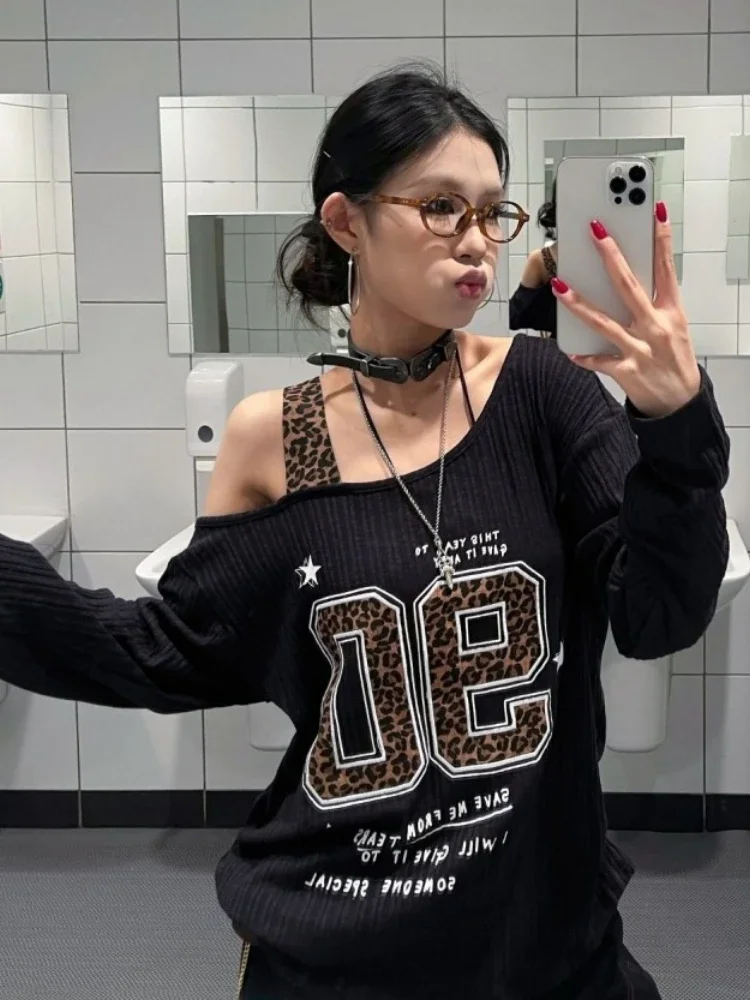 Y2K Patchwork Leopard Print T- - Embroidery Fashion recensie en prijs