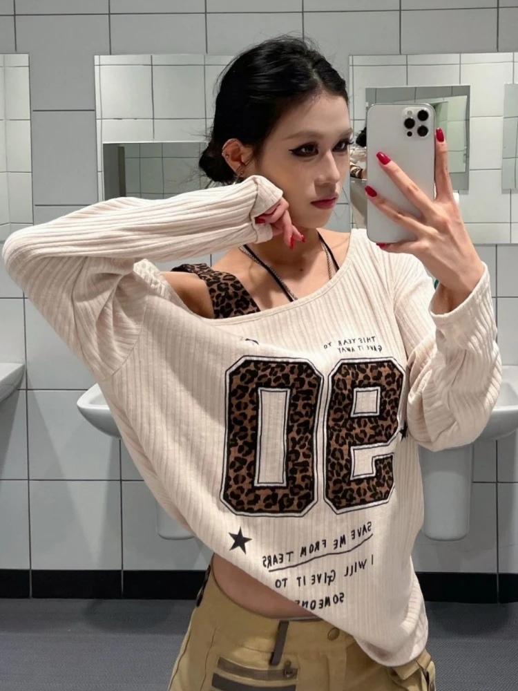 Y2K Patchwork Leopard Print T- - Embroidery Fashion recensie en prijs
