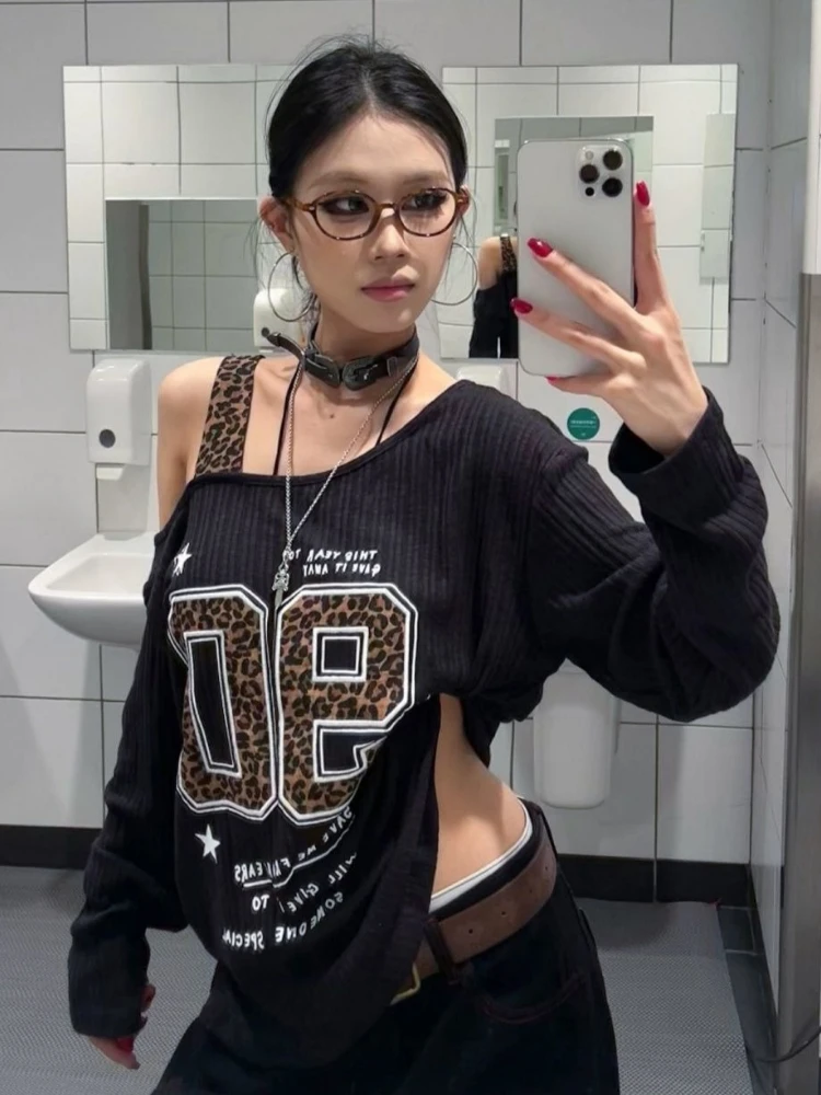 Y2K Patchwork Leopard Print T- - Embroidery Fashion recensie en prijs