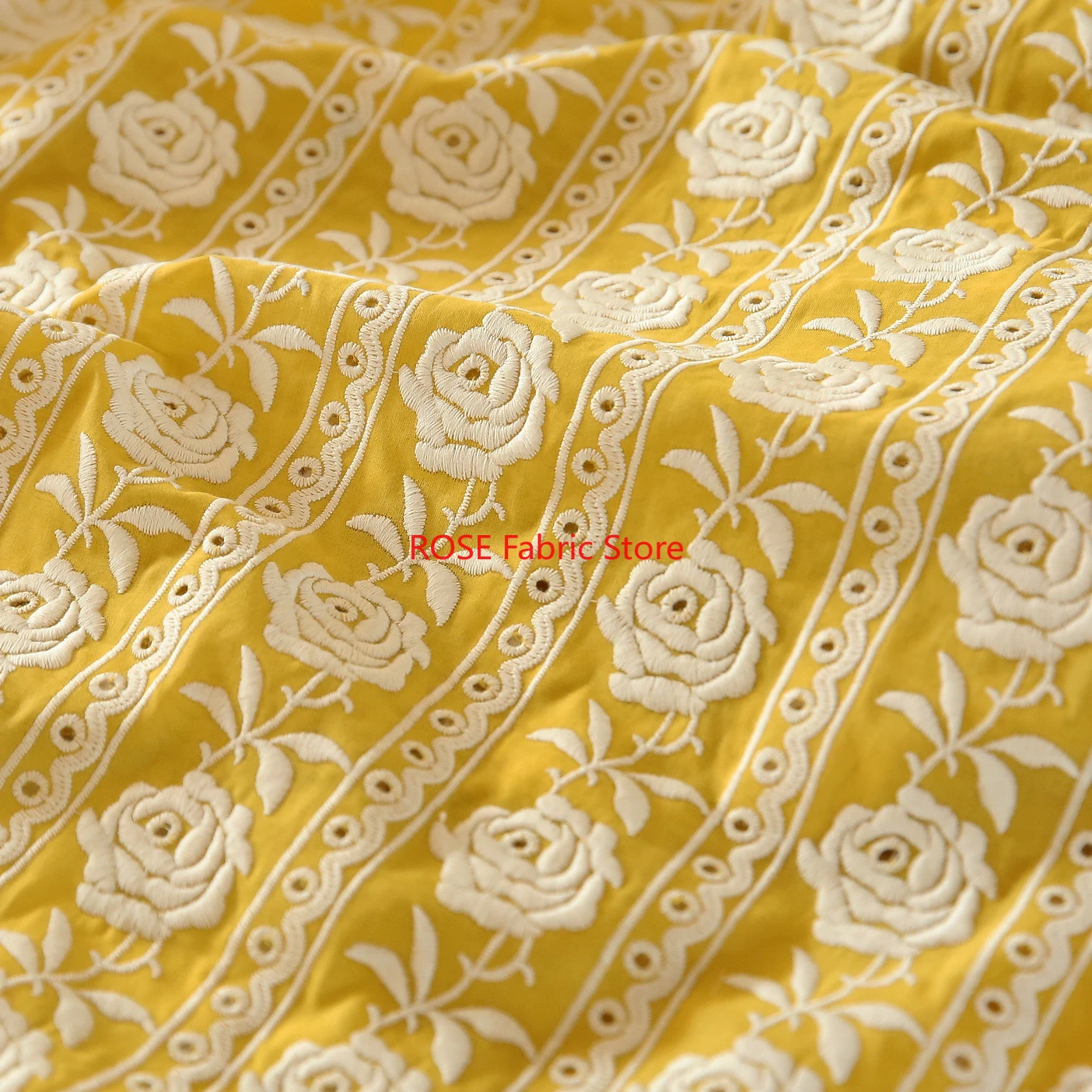 French Cotton Yellow Rose Heav - Embroidery Yellow recensie en prijs