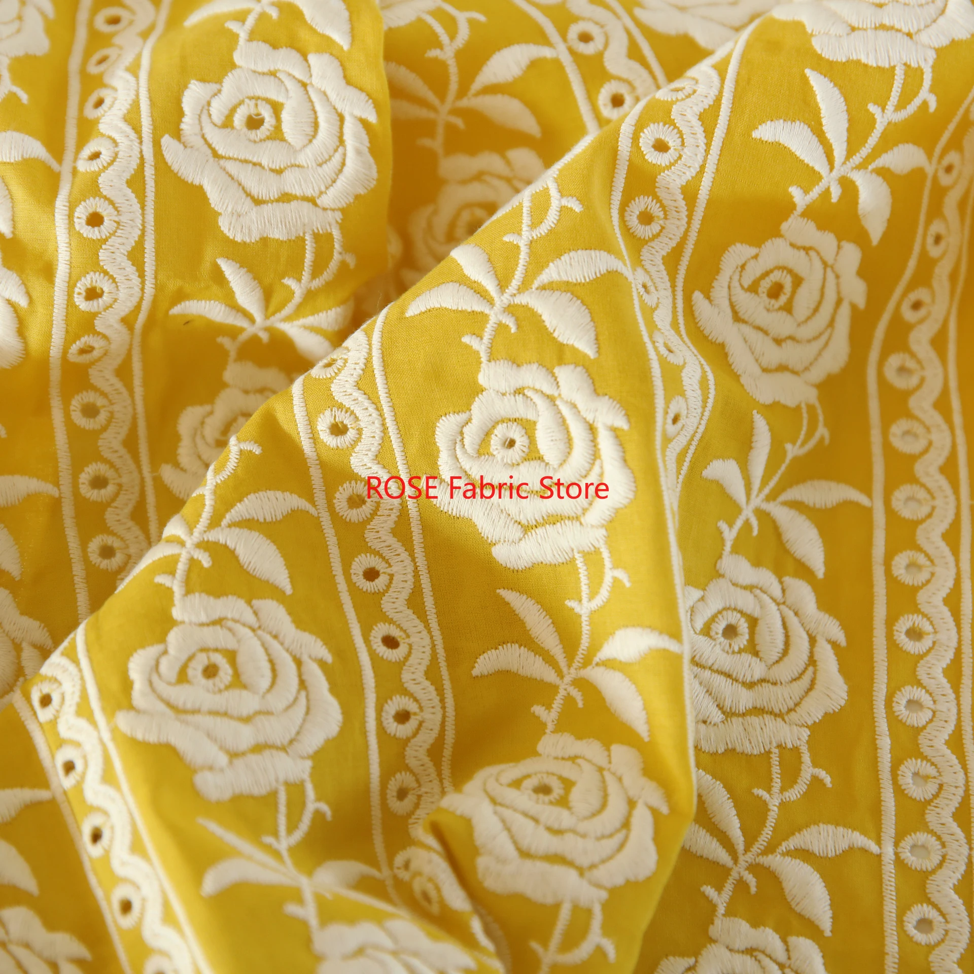 French Cotton Yellow Rose Heav - Embroidery Yellow recensie en prijs