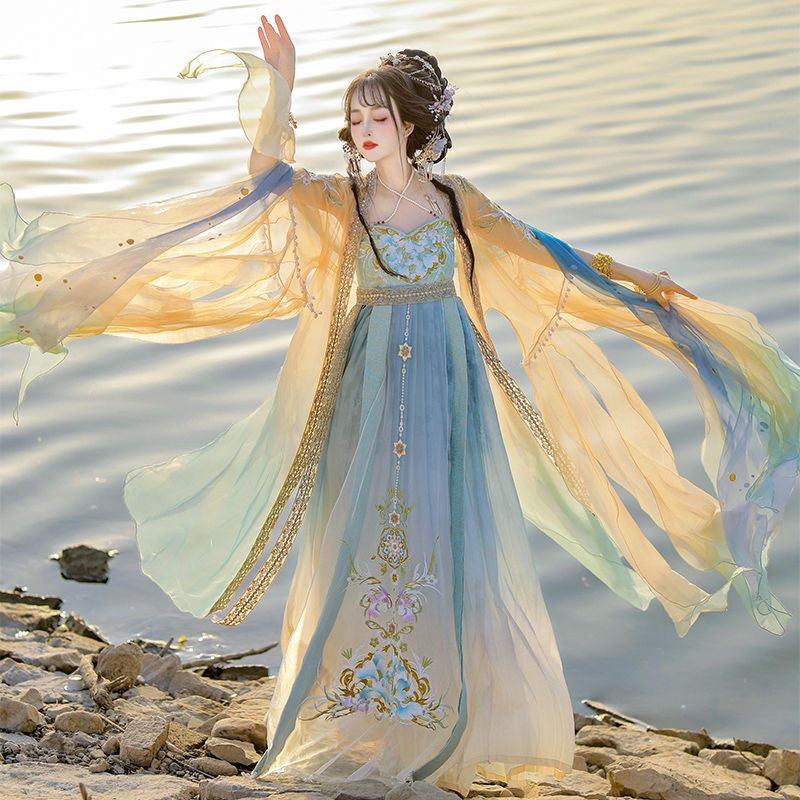 Chinese Hanfu Dress Women Trad - Embroidery Yellow recensie en prijs